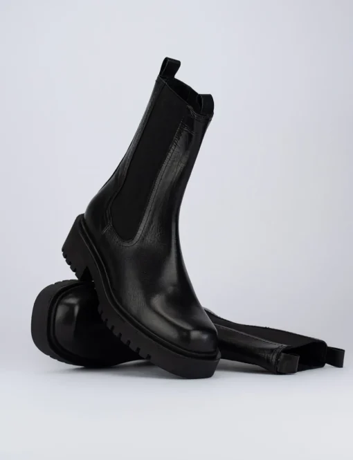 Stivaletti tacco 2cm pelle nero