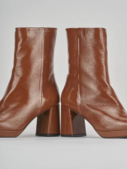 Stivaletti tacco 8cm pelle marrone