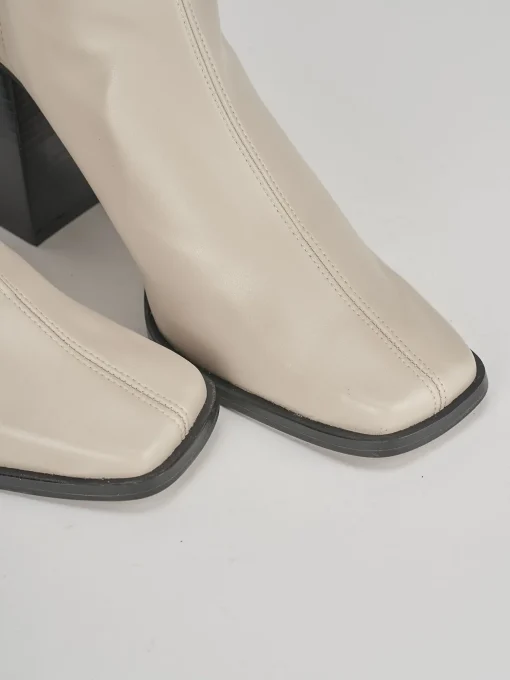 Stivaletti tacco 7cm pelle beige