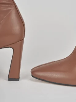 Stivaletti tacco 8cm pelle marrone