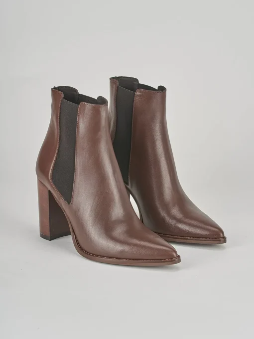 Stivaletti tacco 9cm pelle marrone