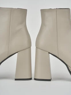 Stivaletti tacco 8cm pelle beige