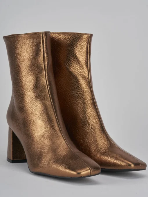 Stivaletti tacco 6cm pelle bronzo