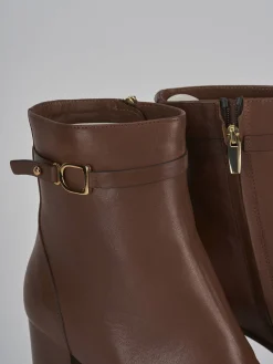Stivaletti tacco 10cm pelle marrone