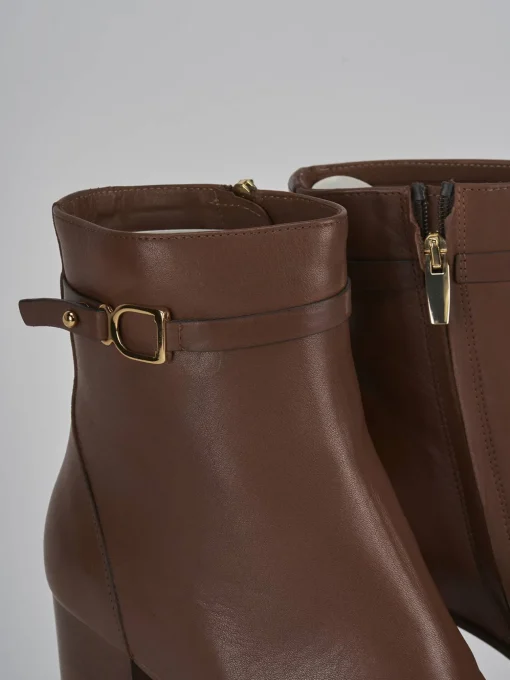 Stivaletti tacco 10cm pelle marrone