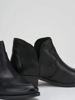 Stivaletti tacco 3cm pelle nero