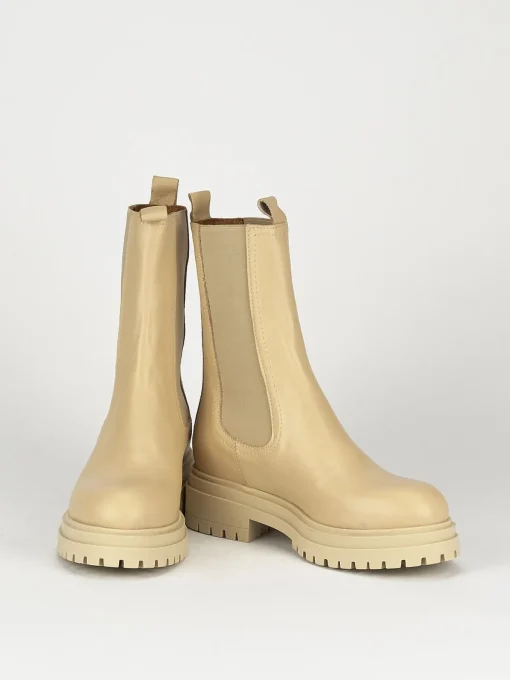 Stivaletti tacco 1cm pelle beige