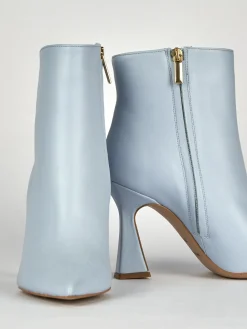 Stivaletti tacco 9cm pelle azzurro