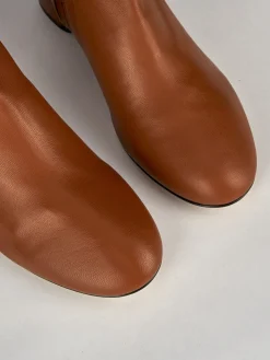 Stivaletti tacco 5cm pelle marrone