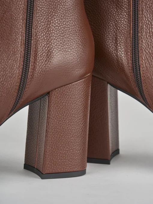 Stivaletti tacco 7cm pelle marrone
