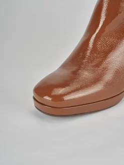 Stivaletti tacco 8cm pelle marrone
