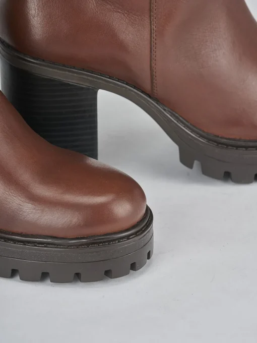 Stivaletti tacco 7cm pelle marrone