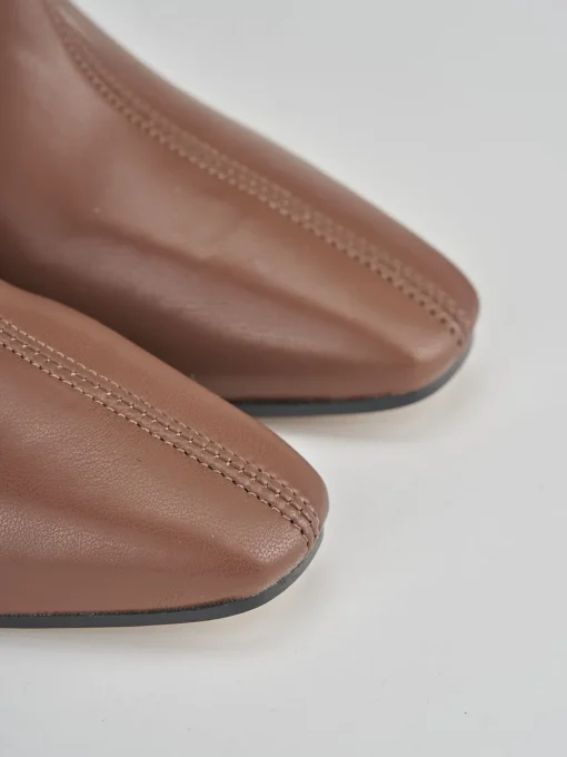 Stivaletti tacco 8cm pelle marrone