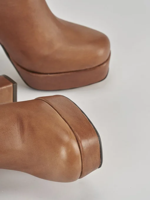Stivaletti tacco 9cm pelle marrone