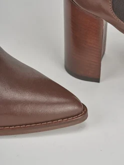 Stivaletti tacco 9cm pelle marrone