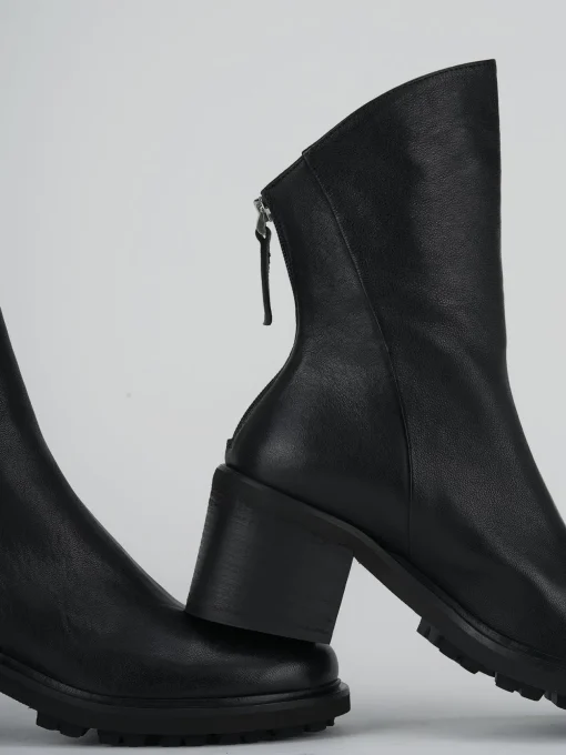 Stivaletti tacco 6cm pelle nero