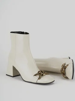 Stivaletti tacco 9cm pelle beige