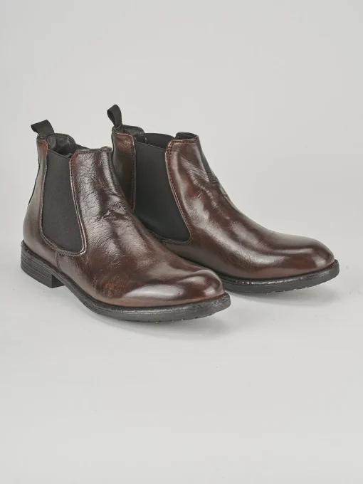 Stivaletti tacco 1cm pelle marrone