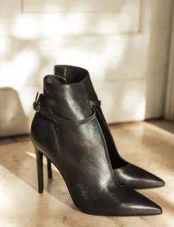 Stivaletti tacco 10cm pelle nero
