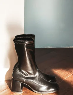 Stivaletti tacco 5cm pelle nero