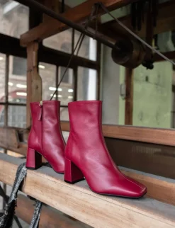 Stivaletti tacco 7cm pelle rosso