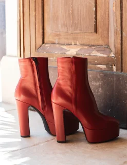 Stivaletti tacco 13cm pelle arancio
