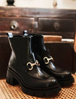 Stivaletti tacco 5cm pelle nero