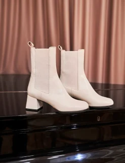 Stivaletti tacco 5cm pelle bianco
