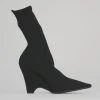 Stivaletti tacco 9cm tessuto nero
