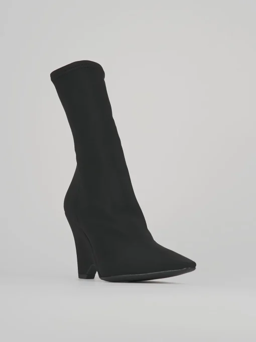 Stivaletti tacco 9cm tessuto nero