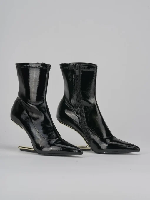 Stivaletti tacco 7cm vernice nero