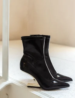 Stivaletti tacco 7cm vernice nero