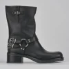 Stivaletto biker tacco 2 cm nero pelle