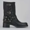 Stivaletto biker tacco 4 cm nero pelle