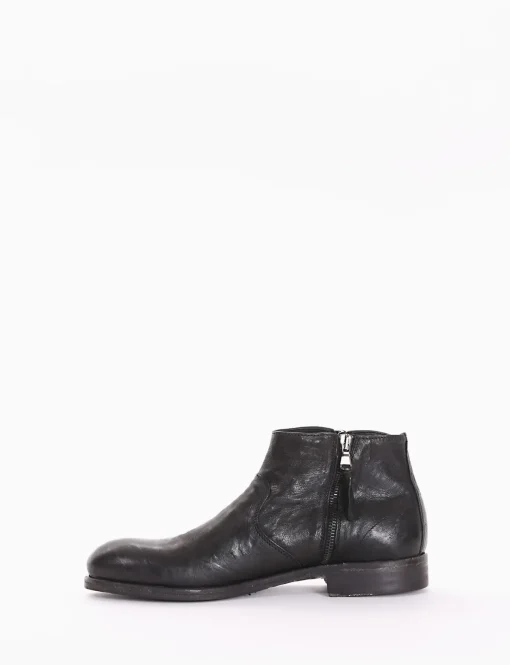 Stivaletto con fondo cuoio e soletto in vera pelle nero