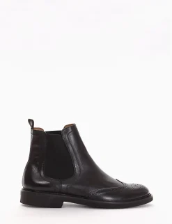 Stivaletto con fondo gomma e soletto in vera pelle nero