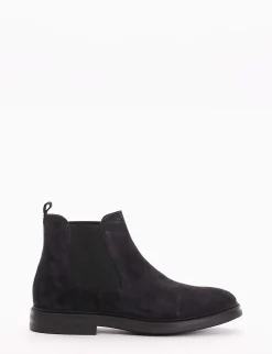 Stivaletto con fondo gomma e soletto in vera pelle blu