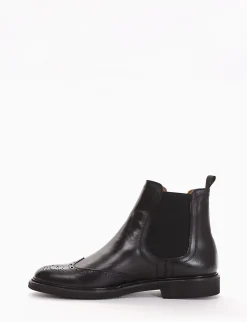 Stivaletto con fondo gomma e soletto in vera pelle nero