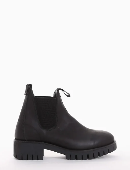 Stivaletto con fondo gomma flessibile e soletto in vera pelle nero