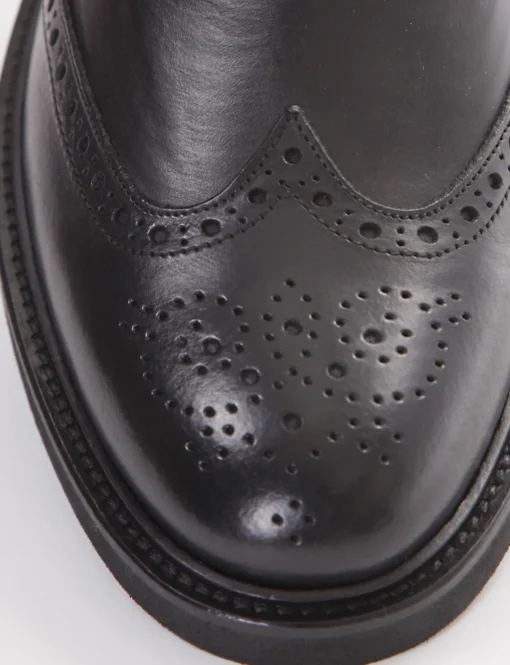 Stivaletto con fondo gomma e soletto in vera pelle nero