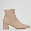 Stivaletto tacco 5 cm beige pelle
