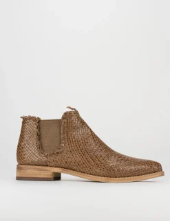 Stivaletto tacco 1 cm beige pelle