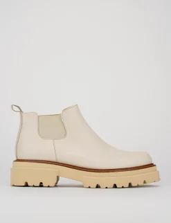 Stivaletto tacco 1 cm beige pelle