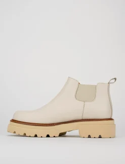 Stivaletto tacco 1 cm beige pelle