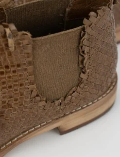 Stivaletto tacco 1 cm beige pelle