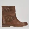 Stivaletto tacco 2 cm marrone pelle