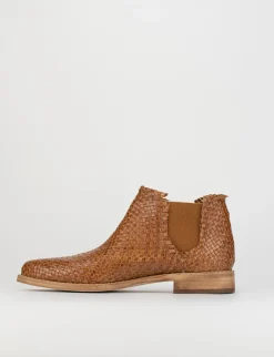 Stivaletto tacco 1 cm marrone pelle