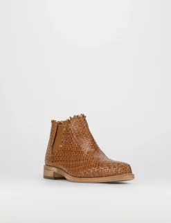 Stivaletto tacco 1 cm marrone pelle