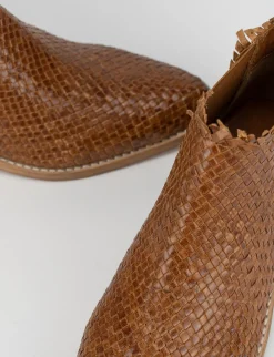 Stivaletto tacco 1 cm marrone pelle