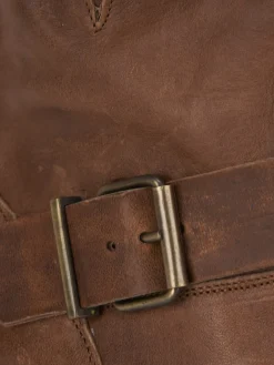 Stivaletto tacco 2 cm marrone pelle